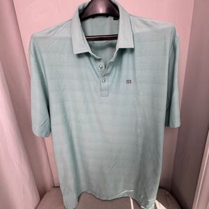 TravisMathew Men’s XL Golf Polo Shirt Light Teal Blue Cotton Blend Short Sleeve